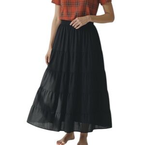 White Mark Black Tiered Maxi Skirt 3X Plus Boho Cottagecore Elastic Waist NWT
U